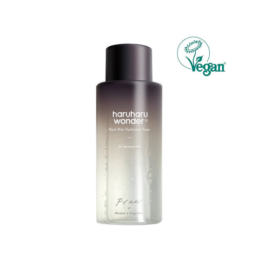 HARUHARU WONDER Black Rice Hyaluronic Toner for Sensitive Skin is a gentle, hydrating toner designed for delicate skin. Featuring Black Rice Extract and Hyaluronic Acid, it deeply hydrates and improves elasticity. Panax Ginseng Root Extract nourishes, while Beta-Glucan calms and soothes irritation. Its lightweight formula absorbs quickly, leaving skin soft, balanced, and refreshed.