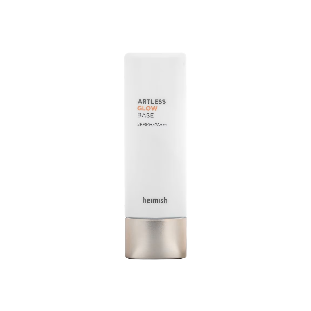 HEIMISH Artless Glow Base is a multi-functional primer with SPF50+ PA+++, delivering sun protection, hydration, and a radiant glow. Formulated with Niacinamide to brighten and smooth skin, it also features Rosa Canina Fruit Extract and Thyme Leaf Extract to nourish and calm. Lightweight and blendable, it creates a luminous base, making it perfect for makeup or a natural, glowing look.