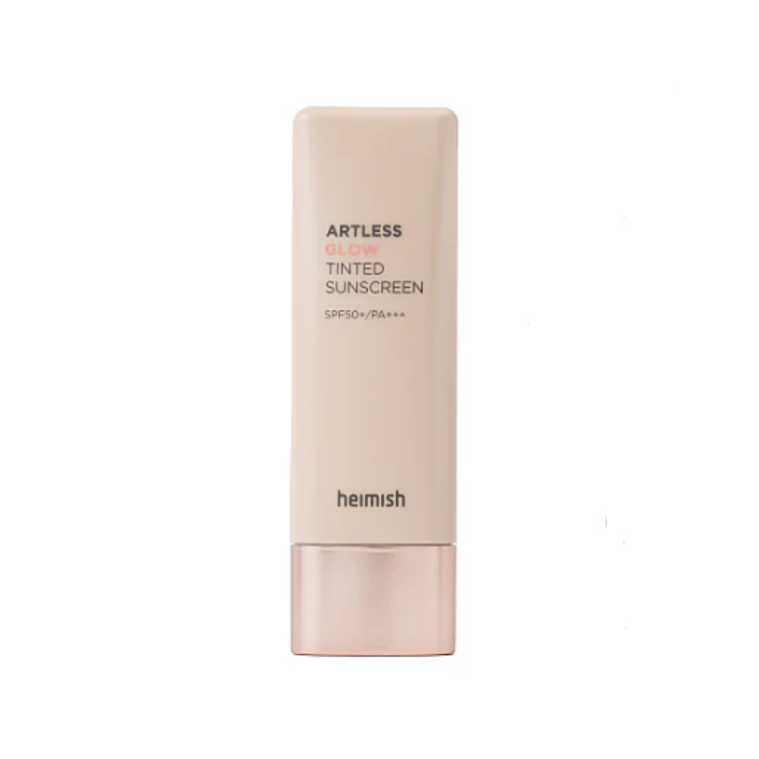 HEIMISH Artless Glow Tinted Sunscreen Shine Beige combines sun protection with a radiant tint for a flawless finish. Featuring SPF 50+ PA+++, this lightweight formula shields your skin from harmful UV rays while enhancing your complexion with a natural glow. Infused with Niacinamide, Pearl Extract, and Rosa Canina Fruit Extract, it brightens and hydrates the skin. The addition of Thyme, Peppermint, and Oregano Leaf Extracts provides soothing and antioxidant benefits. Ideal for daily use, this tinted sunscre