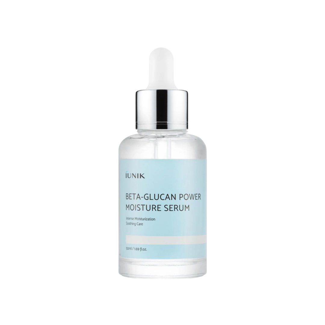 IUNIK Beta-Glucan Power Moisture Serum offers intense hydration to fortify your skin's moisture barrier. Rich in Beta-Glucan, this lightweight serum deeply nourishes, soothes, and plumps the skin, diminishing fine lines and improving texture. Suitable for all skin types, it delivers lasting moisture and absorbs seamlessly without any residue