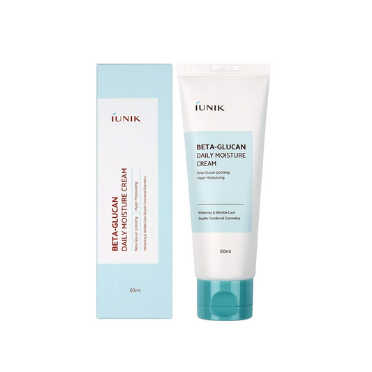 IUNIK Beta Glucan Daily Moisture Cream delivers intensive hydration in a lightweight formula suitable for everyday use. Infused with Beta-Glucan and Hyaluronic Acid, it deeply moisturizes while improving elasticity for smoother, healthier-looking skin. Niacinamide helps brighten uneven tone, and Adenosine supports a more refined texture. A blend of Centella Asiatica, Aloe Vera, and botanical extracts works to calm irritation and protect the skin barrier. With added fruit extracts for extra nourishment, this