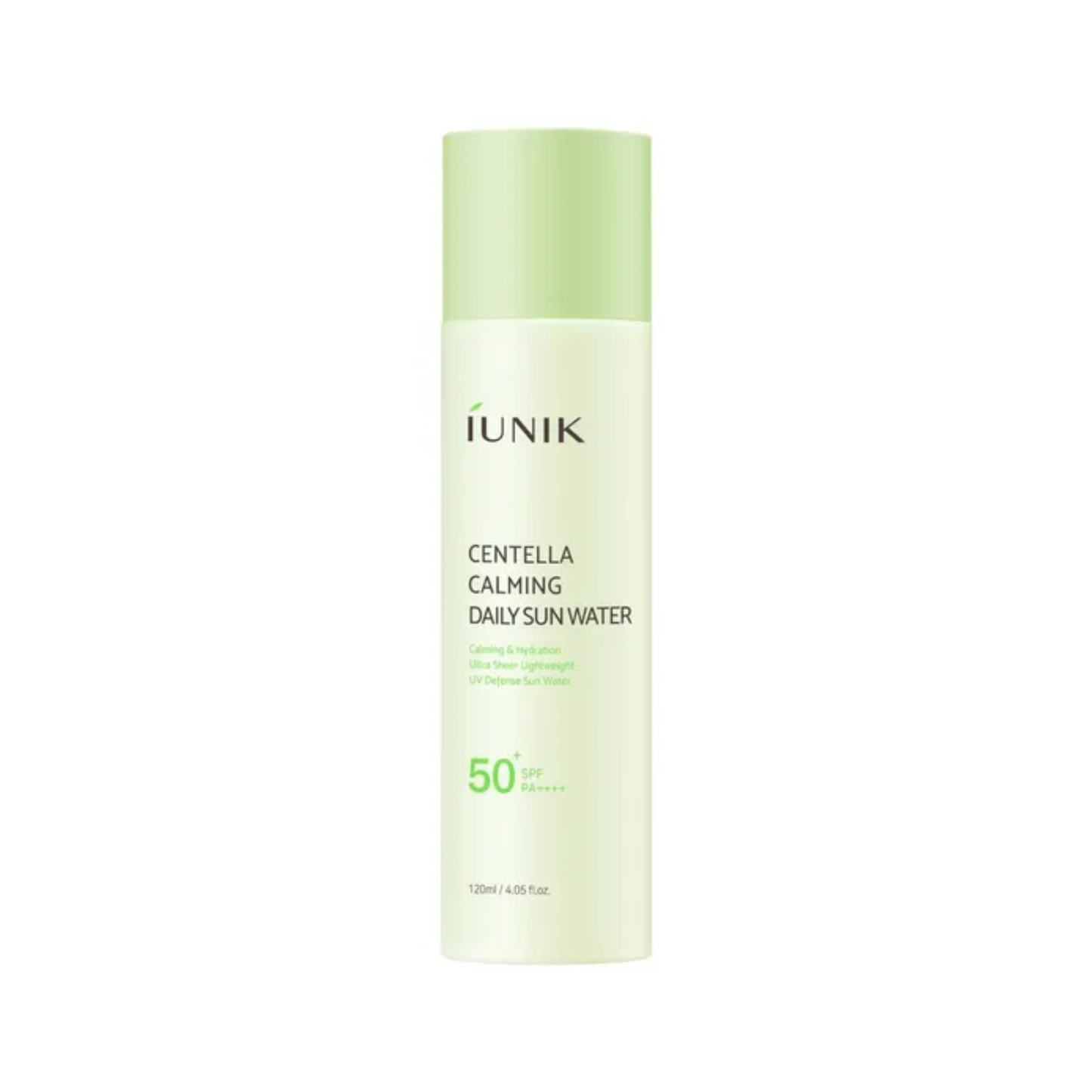 IUNIK Centella Calming Daily Sun Water is a lightweight SPF50+ PA++++ sunscreen designed to protect, hydrate, and calm the skin without stickiness or white cast. Formulated with Centella Asiatica Leaf Water, five Centella-derived ingredients, Panthenol, Hydrolyzed Hyaluronic Acid, Allantoin, and Anastatica Hierochuntica Extract, it helps soothe heat-stressed skin while delivering lasting moisture. The watery, fast-absorbing texture leaves a clear, naturally radiant finish, making it ideal for daily use on s