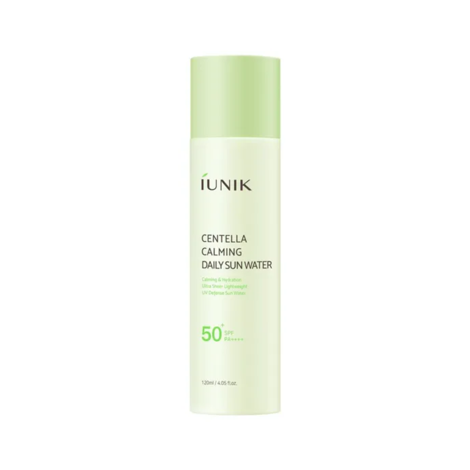 IUNIK Centella Calming Daily Sun Water is a lightweight SPF50+ PA++++ sunscreen designed to protect, hydrate, and calm the skin without stickiness or white cast. Formulated with Centella Asiatica Leaf Water, five Centella-derived ingredients, Panthenol, Hydrolyzed Hyaluronic Acid, Allantoin, and Anastatica Hierochuntica Extract, it helps soothe heat-stressed skin while delivering lasting moisture. The watery, fast-absorbing texture leaves a clear, naturally radiant finish, making it ideal for daily use on s