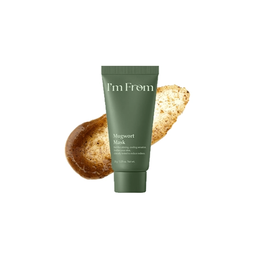 I’M FROM Mugwort Mask is a calming wash-off treatment that helps soothe sensitive and irritated skin. Enriched with Mugwort, it reduces redness, controls excess oil, and provides a cooling, refreshing effect. With ingredients like Panthenol and Allantoin, it helps maintain hydration and support the skin barrier for smooth, balanced skin.