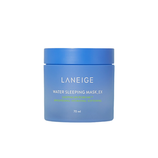 The LANEIGE Water Sleeping Mask EX is an overnight hydration mask that replenishes and revitalizes your skin while you sleep. Infused with Trehalose and Butylene Glycol to lock in moisture, and Lactobacillus Ferment Lysate to strengthen the skin barrier, it provides deep hydration. Malachite Extract and Tranexamic Acid help brighten the complexion and reduce the appearance of dark spots, leaving skin smoother and more radiant. This lightweight mask is perfect for all skin types, delivering intense moisture 