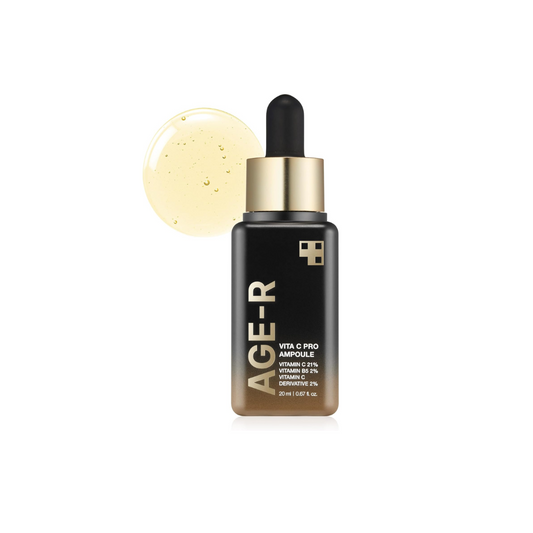 MEDICUBE AGE-R Vita C Pro Ampoule is a high-potency brightening treatment powered by 21% Pure Vitamin C and 2% Vitamin C Derivative to target dark spots, dullness, and uneven skin tone. Boosted with Ferulic Acid, Tocopherol, and Panthenol, it helps enhance antioxidant protection, calm irritation, and improve overall skin health. Enriched with Broccoli, Turmeric, and Pineapple Extracts, this ampoule revitalizes the complexion, leaving skin visibly brighter, firmer, and more radiant.