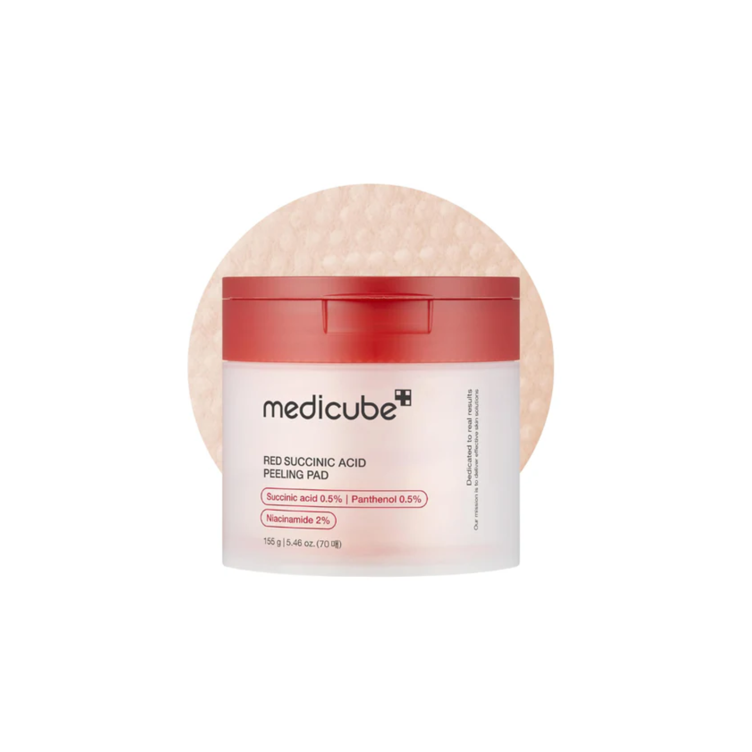 MEDICUBE Red Succinic Acid Peeling Pad is an acne-care toner pad designed to help clear breakouts, control excess sebum, and smooth uneven skin texture. Formulated with Succinic Acid, Salicylic Acid, Niacinamide, Panthenol, Allantoin, Protease, and soothing botanical extracts, it helps refine clogged pores, improve the look of post-acne marks, and leave blemish-prone skin feeling fresh and balanced. Best suited for oily, combination, acne-prone, and congested skin.