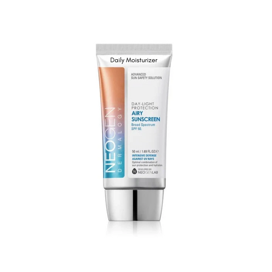 NEOGEN Day-Light Protection Airy Sunscreen delivers lightweight hydration and soothing care with a blend of botanical extracts. Formulated with Aloe Vera, Blueberry, and Evening Primrose Flower Extracts, it nourishes and revitalizes the skin while promoting a smooth, radiant finish. Enriched with Hyaluronic Acid and Beta-Glucan, it locks in moisture, leaving your skin feeling soft, refreshed, and balanced. Its airy texture absorbs effortlessly, making it perfect for daily use.