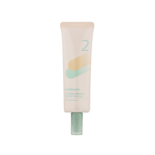 NUMBUZIN No.2 Goodbye Redness Derma Tone Up SPF50+ PA+++ is a multi-functional sunscreen and tone-up cream designed to even out skin tone while offering broad-spectrum UV protection. Infused with Centella Asiatica Extract, Artemisia Capillaris Extract, and Houttuynia Cordata Extract, it calms and soothes redness-prone skin, making it perfect for sensitive or irritated skin types. The lightweight formula blends effortlessly, leaving a natural, radiant finish. Powered by Titanium Dioxide and Zinc Oxide, it sh