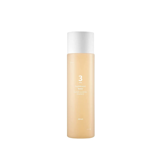 NUMBUZIN No.3 Super Glowing Essence Toner delivers hydration and radiance with Niacinamide and a powerhouse blend of 50+ fermented ingredients such as Rice, Soybean, and Ginseng. This essence-like toner helps refine skin texture, boost luminosity, and support a healthy barrier, leaving your complexion smooth, bright, and refreshed.