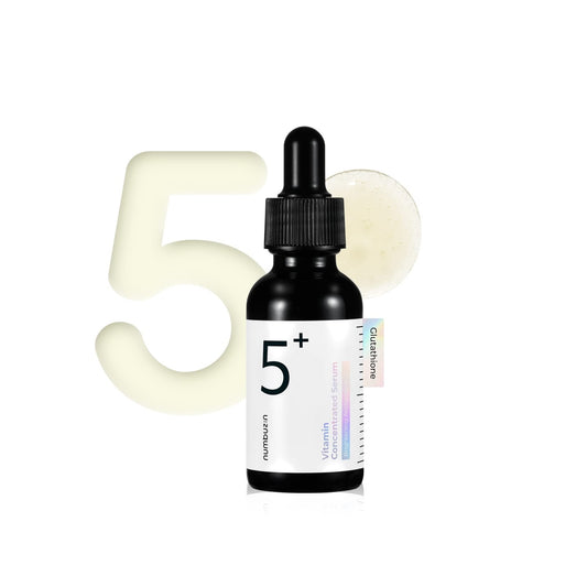 NUMBUZIN No.5 Vitamin Concentrated Serum is a brightening and nourishing serum designed to improve uneven skin tone and boost radiance. Formulated with Niacinamide, Tranexamic Acid, Alpha-Arbutin, and multiple Vitamin C derivatives, it helps reduce the look of dark spots and dullness. Enriched with Ceramide NP, Beta-Glucan, and Sodium Hyaluronate, it supports the skin barrier while keeping skin hydrated, smooth, and glowing.
