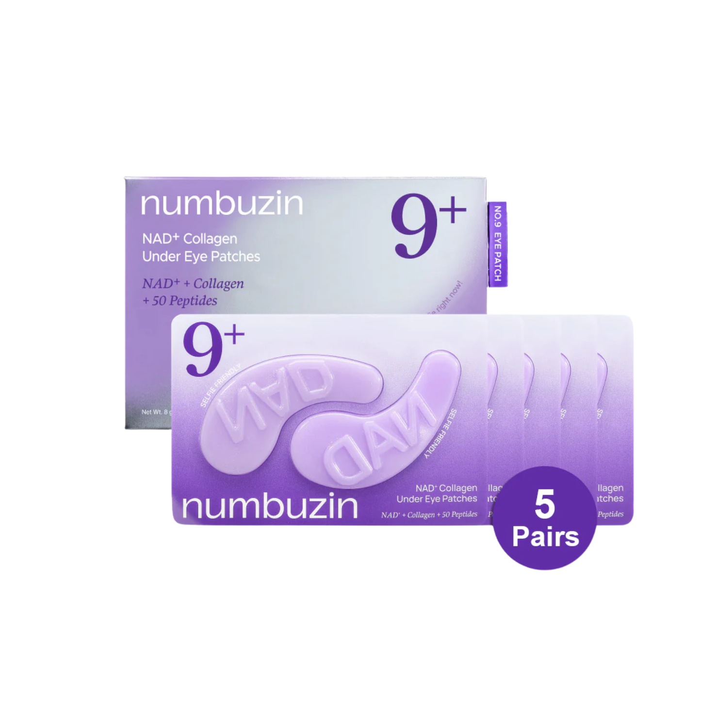 NUMBUZIN No.9 NAD+ Collagen Under Eye Patches deliver intensive care for tired and aging under-eye skin. Infused with Fish Collagen, NAD+, and 50 peptides, these hydrogel patches help improve firmness, hydrate deeply, and restore a youthful appearance. Caffeine and cooling components help depuff and soothe the under-eye area, while brightening ingredients target dullness and dark circles. Perfect for daily use or as a quick skin-refreshing treatment.