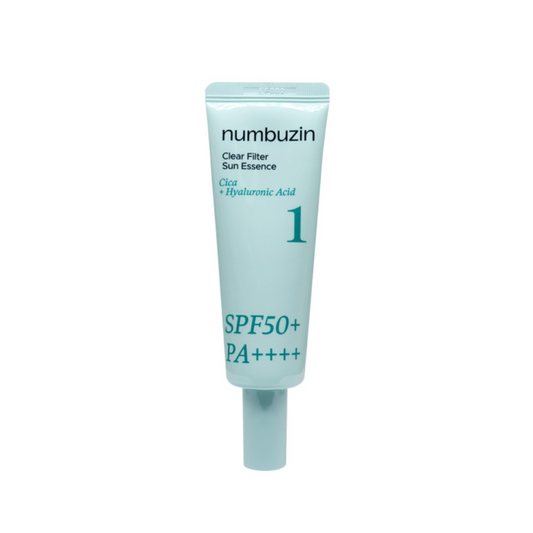 NUMBUZIN No. 1 Clear Filter Sun Essence is a lightweight daily sunscreen that protects against UV rays while hydrating and soothing the skin. Formulated with Niacinamide and a blend of Hyaluronic Acids, it brightens and replenishes moisture for a fresh, radiant finish. Centella Asiatica, Houttuynia Cordata, and Licorice Root Water help calm and balance the skin, making it suitable even for sensitive types. With broad-spectrum filters, this sun essence shields effectively while leaving the skin smooth, comfo