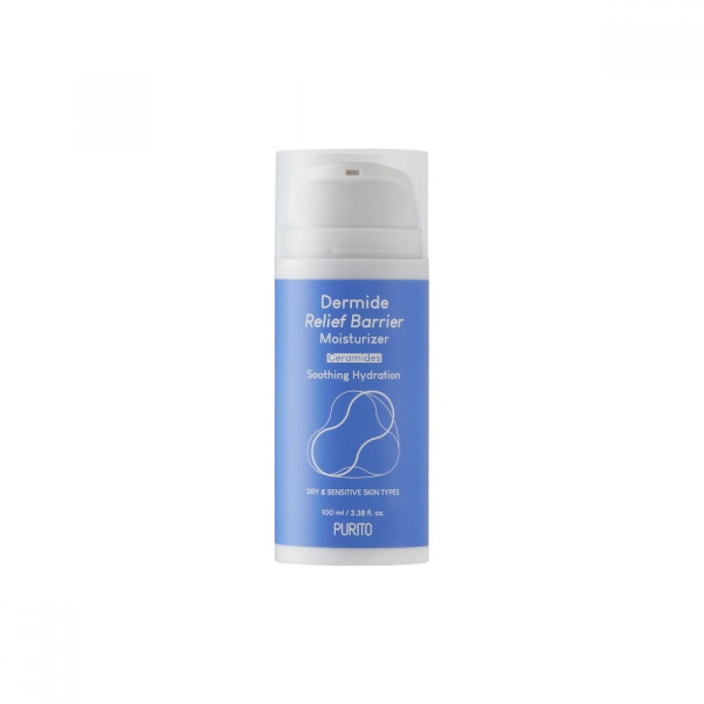 PURITO Dermide Relief Barrier Moisturizer is a nourishing cream that helps restore and fortify the skin’s barrier. With Ceramides, Meadowfoam Seed Oil, Squalane, and Shea Butter, it delivers lasting hydration and locks in moisture to protect the skin. Enriched with Panthenol and Allantoin, it soothes irritation and aids in skin recovery, leaving it soft, smooth, and resilient. Ideal for dry and sensitive skin, this moisturizer provides lasting comfort and supports a healthy, balanced complexion.