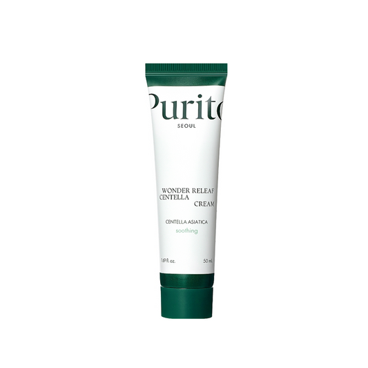 PURITO SEOUL Wonder Releaf Centella Cream is a soothing and hydrating moisturizer designed to calm and strengthen sensitive skin. Formulated with Centella Asiatica Extract, Madecassic Acid, Asiaticoside, and Asiatic Acid, it helps repair and protect the skin barrier. Niacinamide, Ceramide NP, and Beta-Glucan improve resilience and radiance, while Squalane, Shea Butter, and natural oils provide lasting nourishment. Enriched with Hyaluronic Acid and Tremella Mushroom Extract, this cream locks in moisture, lea