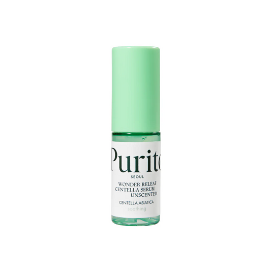 PURITO SEOUL Wonder Releaf Centella Serum Unscented is a soothing and rejuvenating serum with the healing power of Centella Asiatica Extract. Designed for those who prefer fragrance-free skincare, this serum helps calm irritation, strengthen the skin barrier with Ceramide NP, and enhance hydration with Sodium Hyaluronate. It also features Niacinamide to brighten and improve skin texture.