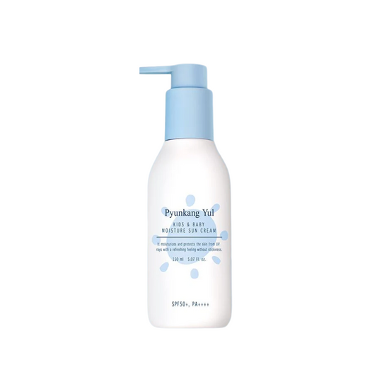 PYUNKANG YUL Kids & Baby Moisture Sun Cream SPF50+ PA++++ offers gentle yet effective sun protection tailored for delicate skin. Enriched with Centella Asiatica Extract, Madecassoside, and Asiaticoside, it soothes and calms sensitive skin while maintaining hydration with Sodium Hyaluronate and Hydrolyzed Hyaluronic Acid. Lightweight and non-sticky, it features nourishing ingredients like Rosa Canina Fruit Oil and Camellia Sinensis Seed Oil for added moisture and antioxidant care. Infused with natural citrus