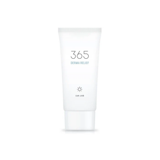 ROUND LAB 365 Derma Relief Sunscreen is a gentle and soothing daily moisturizer designed for sensitive skin. Infused with centella asiatica and houttuynia cordata extracts, it calms irritation and promotes skin repair, while salvia hispanica seed extract and ceramides deeply hydrate and strengthen the skin barrier. The lightweight formula features nourishing oils like sunflower seed and echium plantagineum, along with amino acids to support a healthy, smooth complexion. Its refreshing texture absorbs easily