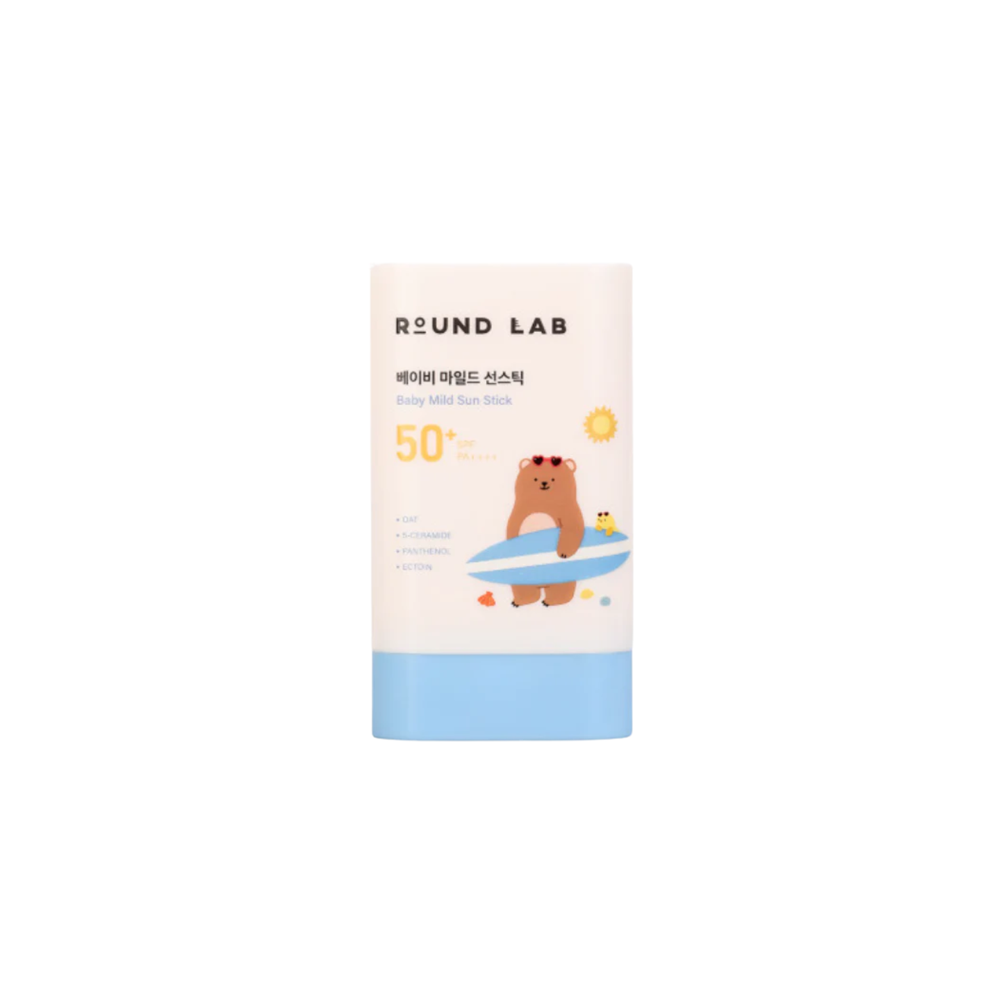 ROUND LAB Baby Mild Sun Stick is a gentle sunscreen stick made to protect sensitive baby skin from UV rays while leaving a smooth, moisturizing finish. It provides SPF 50+ PA++++ protection and is formulated with Titanium Dioxide, Oat Kernel Extract, 5 Ceramides, Panthenol, Ectoin, Cholesterol, and Artemisia Annua Extract to help soothe, hydrate, and support the skin barrier. The easy stick format makes application simple and convenient, especially for quick use on the face and exposed areas. Suitable for s