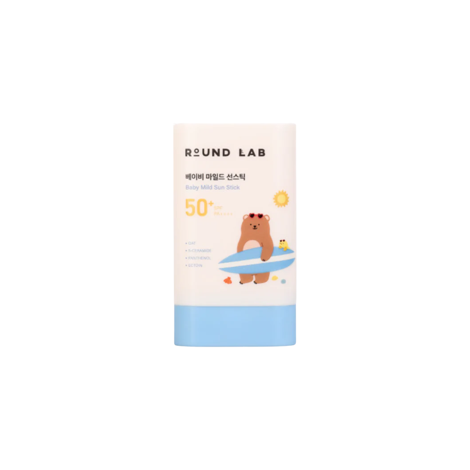 ROUND LAB Baby Mild Sun Stick is a gentle sunscreen stick made to protect sensitive baby skin from UV rays while leaving a smooth, moisturizing finish. It provides SPF 50+ PA++++ protection and is formulated with Titanium Dioxide, Oat Kernel Extract, 5 Ceramides, Panthenol, Ectoin, Cholesterol, and Artemisia Annua Extract to help soothe, hydrate, and support the skin barrier. The easy stick format makes application simple and convenient, especially for quick use on the face and exposed areas. Suitable for s