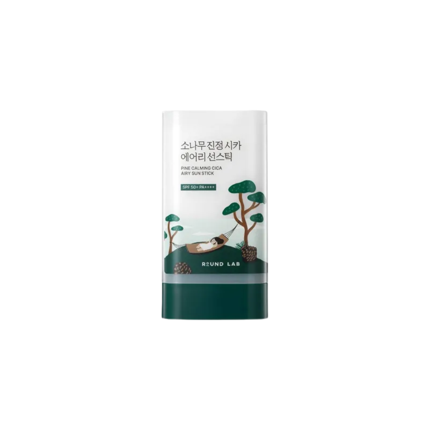 ROUND LAB Pine Calming Cica Airy Sun Stick is a lightweight chemical sun stick that provides strong SPF 50+ PA++++ protection for easy daily use and reapplication. Formulated with Pine Cica Activer™, ACZERO, β-Sitosterol, Centella Asiatica Extract, Hyaluronic Acid, Hydrolyzed Hyaluronic Acid, Green Tea Leaf Extract, Jojoba Seed Oil, Sunflower Seed Oil, and Willow Bark Extract, it helps soothe acne-prone skin, control excess oil, and keep the skin hydrated and comfortable. Its Air-Fence Technology creates a 
