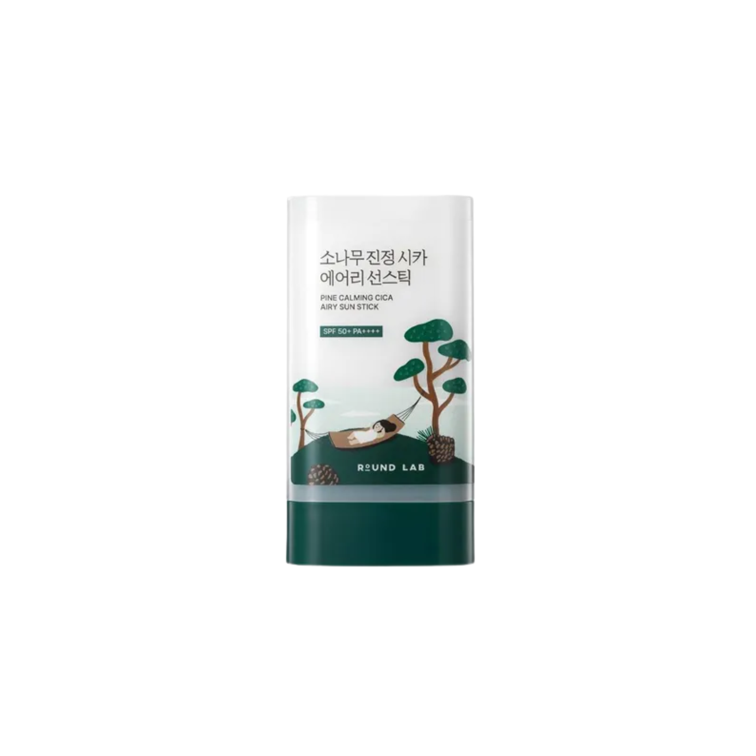 ROUND LAB Pine Calming Cica Airy Sun Stick is a lightweight chemical sun stick that provides strong SPF 50+ PA++++ protection for easy daily use and reapplication. Formulated with Pine Cica Activer™, ACZERO, β-Sitosterol, Centella Asiatica Extract, Hyaluronic Acid, Hydrolyzed Hyaluronic Acid, Green Tea Leaf Extract, Jojoba Seed Oil, Sunflower Seed Oil, and Willow Bark Extract, it helps soothe acne-prone skin, control excess oil, and keep the skin hydrated and comfortable. Its Air-Fence Technology creates a 