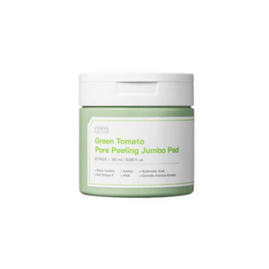 SUNGBOON EDITOR Green Tomato Pore Peeling Jumbo Pad is a gentle exfoliating pad that helps smooth skin texture and refine pores. Formulated with Green Tomato Extract, Gluconolactone (PHA), and Citric Acid, it clears away dead skin cells and impurities while maintaining hydration. Enriched with Hyaluronic Acid Complex and Botanical Extracts, it soothes, nourishes, and replenishes moisture for a soft, refreshed, and radiant complexion. Suitable for all skin types, especially combination and oily skin.