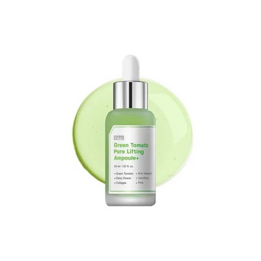SUNGBOON EDITOR Green Tomato Pore Zero Ampoule+ is a pore-refining ampoule that helps smooth texture and control excess oil. Powered by Green Tomato Extract, Niacinamide, and Tea Tree Oil, it minimizes the look of pores while brightening and calming the skin. Enriched with Hyaluronic Acid, Panthenol, and Ceramide NP, it delivers hydration and strengthens the skin barrier for a balanced, healthy complexion. With added Amber Powder and Botanical Extracts, this lightweight ampoule leaves skin soft, refreshed, 