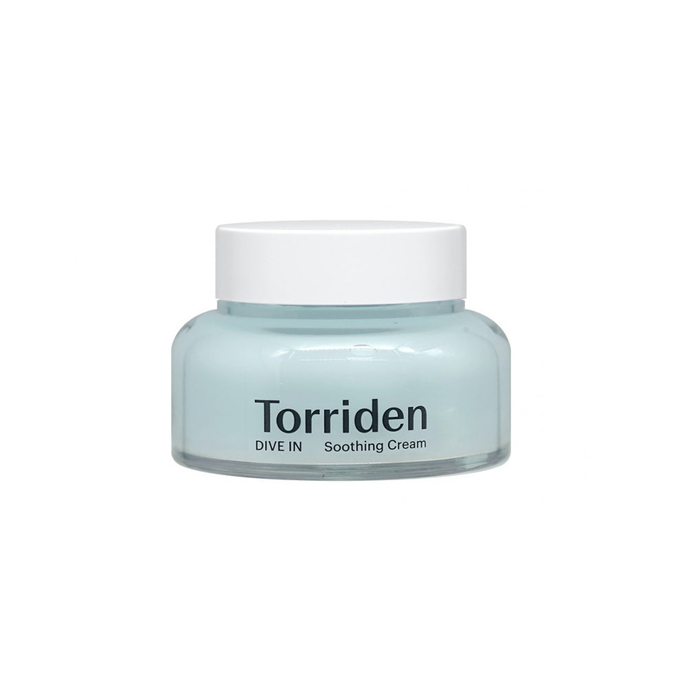 TORRIDEN DIVE-IN Low Molecular Hyaluronic Acid Soothing Cream is a lightweight, hydrating moisturizer designed to calm and refresh the skin. Formulated with multiple forms of Hyaluronic Acid, it delivers deep and lasting hydration while strengthening the skin barrier. Enriched with soothing ingredients like Allantoin, Panthenol, and Witch Hazel Extract, it helps reduce irritation and keeps skin soft and comfortable. Botanical extracts, including Lavender, Chamomile, and Turmeric, provide additional nourishm
