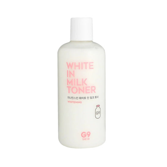 G9SKIN White In Milk Toner is a nourishing toner that helps hydrate, soften, and brighten the look of dull skin. Enriched with Niacinamide, Milk Protein Extract, Sodium Hyaluronate, Ceramide, Rice Ferment Filtrate, and Galactomyces Ferment Filtrate, it supports smoother, more radiant-looking skin while helping maintain moisture. Best for normal, dry, combination, and dull skin types.