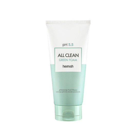 HEIMISH All Clean Green Foam is a mild, pH-balanced cleanser crafted to cleanse the skin thoroughly while preserving its natural moisture balance. Infused with calming ingredients like Centella Asiatica Extract and Witch Hazel Water, it helps soothe and purify, making it suitable for sensitive and acne-prone skin types. The natural lather from Quillaja Saponaria Bark Extract gently refreshes and cleanses, leaving the skin feeling clean and balanced. Ideal for everyday use, this cleanser ensures your skin st