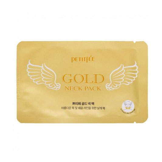 PETITFEE Gold Neck Pack is a firming and hydrating treatment designed to care for the delicate skin on the neck. Infused with Gold, Snail Secretion Filtrate, and Hydrolyzed Collagen, it helps improve elasticity, reduce the appearance of fine lines, and deliver deep moisture. Enriched with Avocado Oil, Aloe Vera, and Green Tea Extract, this neck pack soothes and nourishes, leaving skin smooth, refreshed, and more youthful-looking.&nbsp;