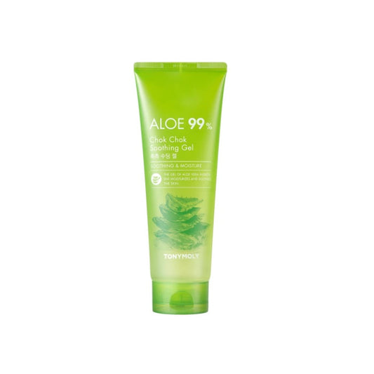 TONYMOLY Aloe 99% Chok Chok Soothing Gel is a lightweight soothing gel designed to hydrate and calm the skin. Formulated with 99% Aloe Barbadensis Leaf Water, it helps reduce redness, cool irritation, and provide refreshing moisture. The fast-absorbing, non-sticky texture leaves the skin feeling soft, smooth, and refreshed. Suitable for all skin types, it can be used on the face and body for daily hydration.&nbsp;